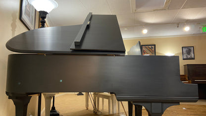 Image 7 of Black Satin Refinished Grand Piano with ORIGINAL Ebony Keytops That Look Like NEW! with QRS Self Playing System