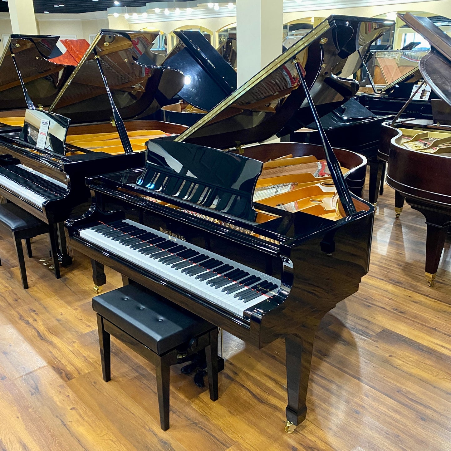 Image 2 of Hallet Davis 188 Grand Black Polish with QRS Self Playing System