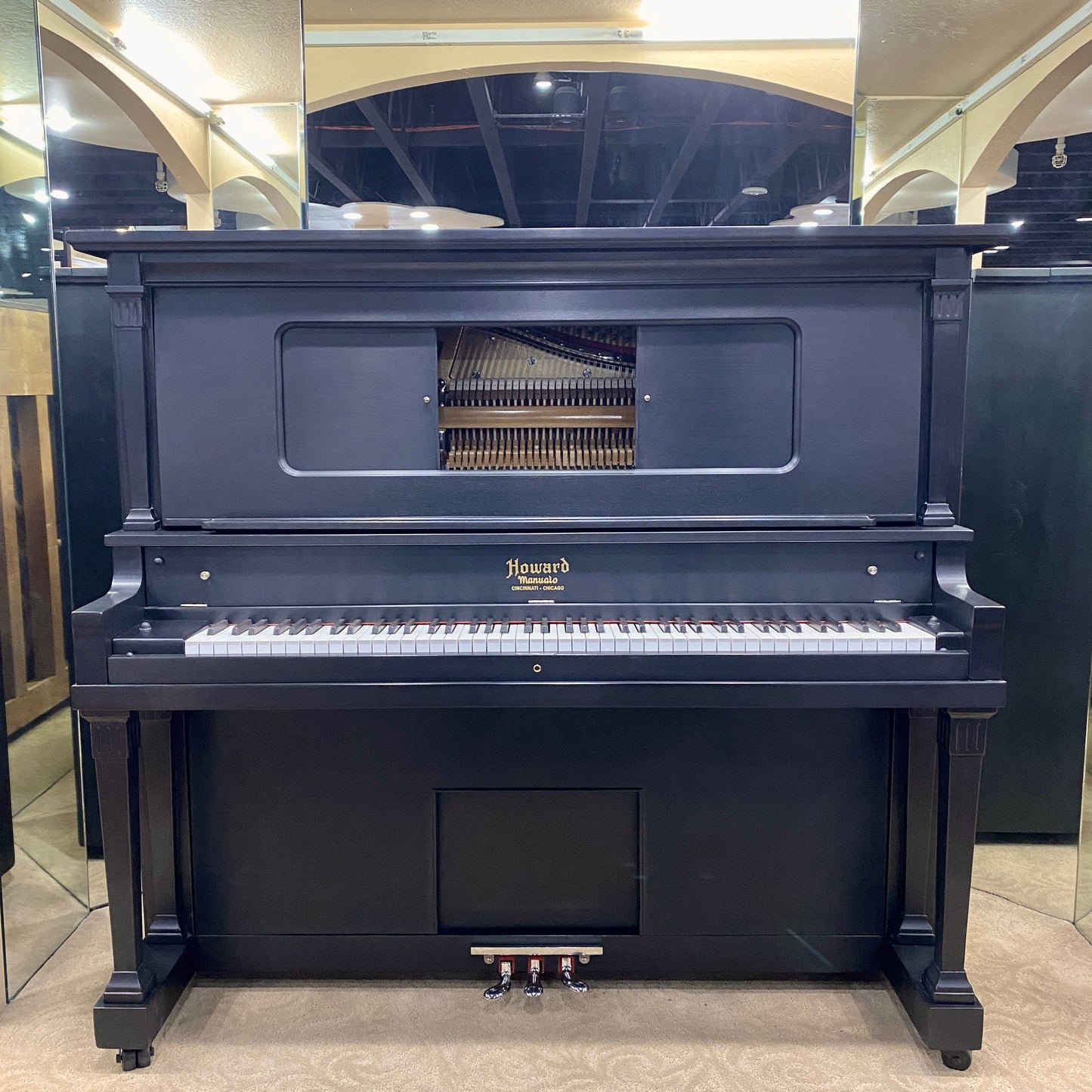 Image 10 of 1916 Howard Upright 57" / Satin Black with QRS Self Playing System