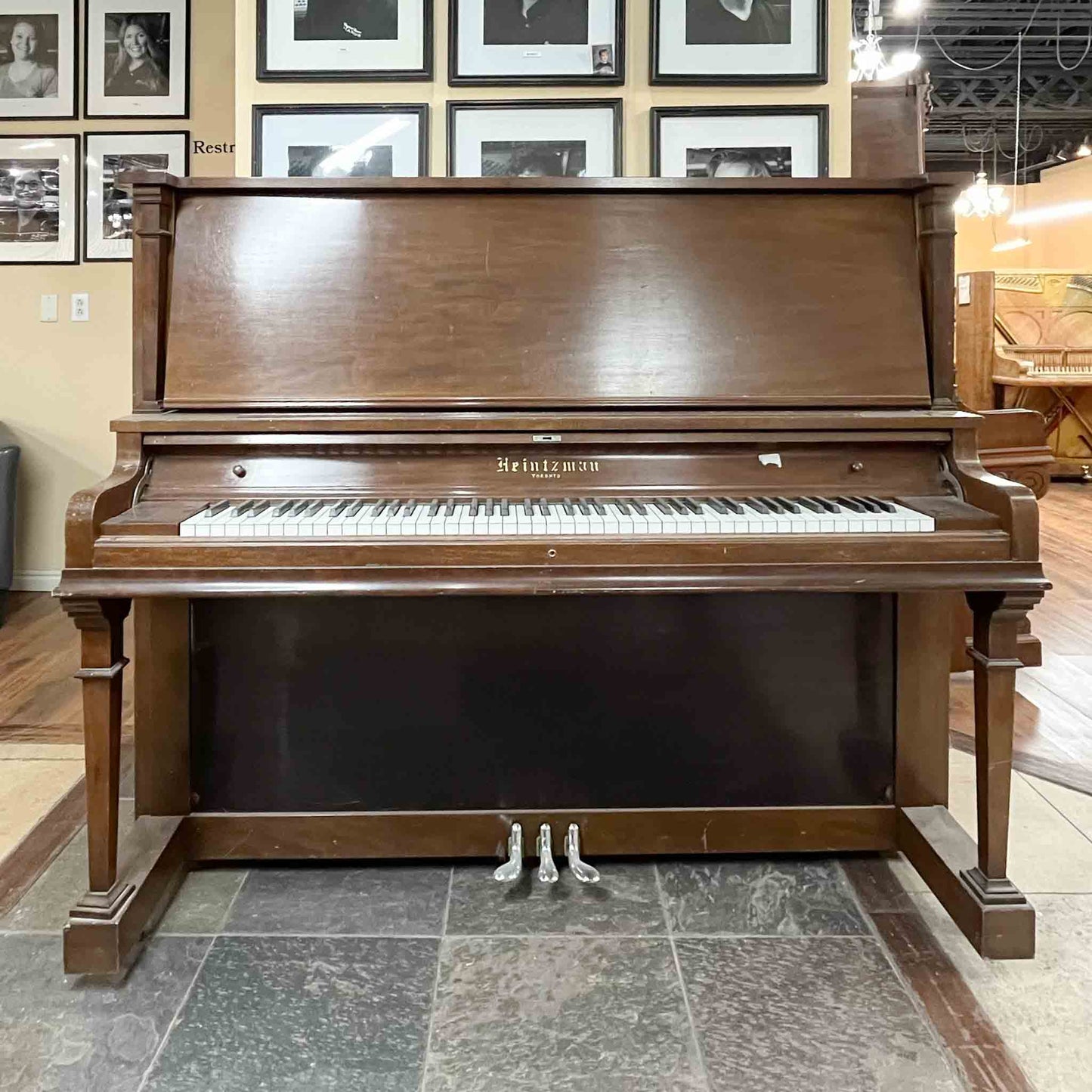SOLD 1915 Heintzman 54" Wood Finish Commissioned Upright Piano