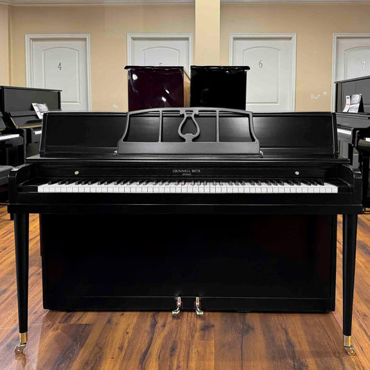 1956 Grinnell Bros 39" Satin Black Spinet Piano