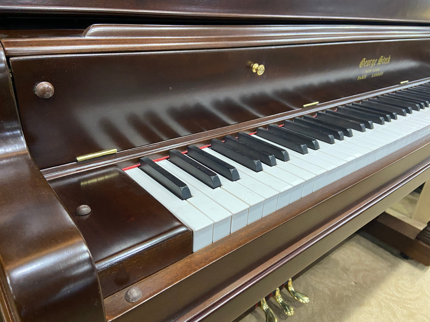 Image 4 of 1900 George Steck Upright / 54" / Mahogany / QRS #170021 PNO221400071
(same serial # as Roney Steinway)