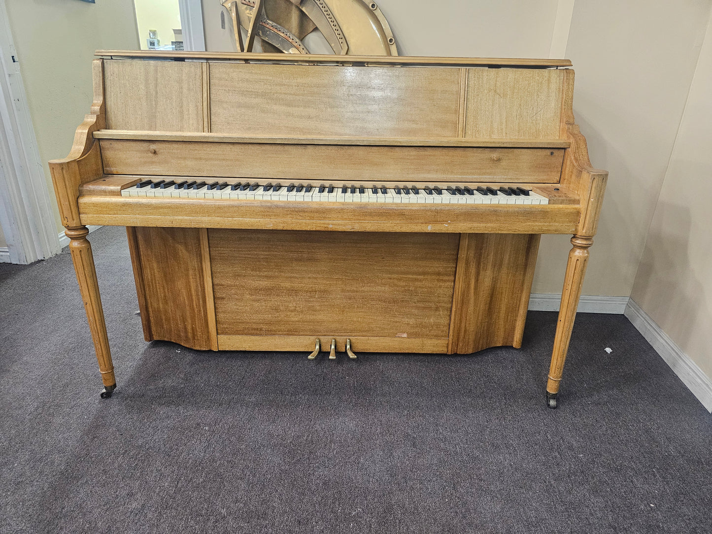 SOLD 1951 Kimball 42" Wood Finish Console Piano