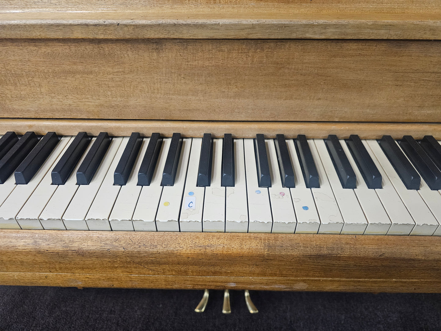 SOLD 1951 Kimball 42" Wood Finish Console Piano