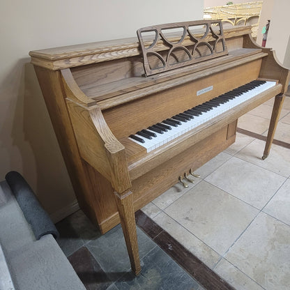 AVAILABLE TO RESTORE: CALL FOR CUSTOM PRICING - 1982 Astin-Weight 42" Oak Console Piano