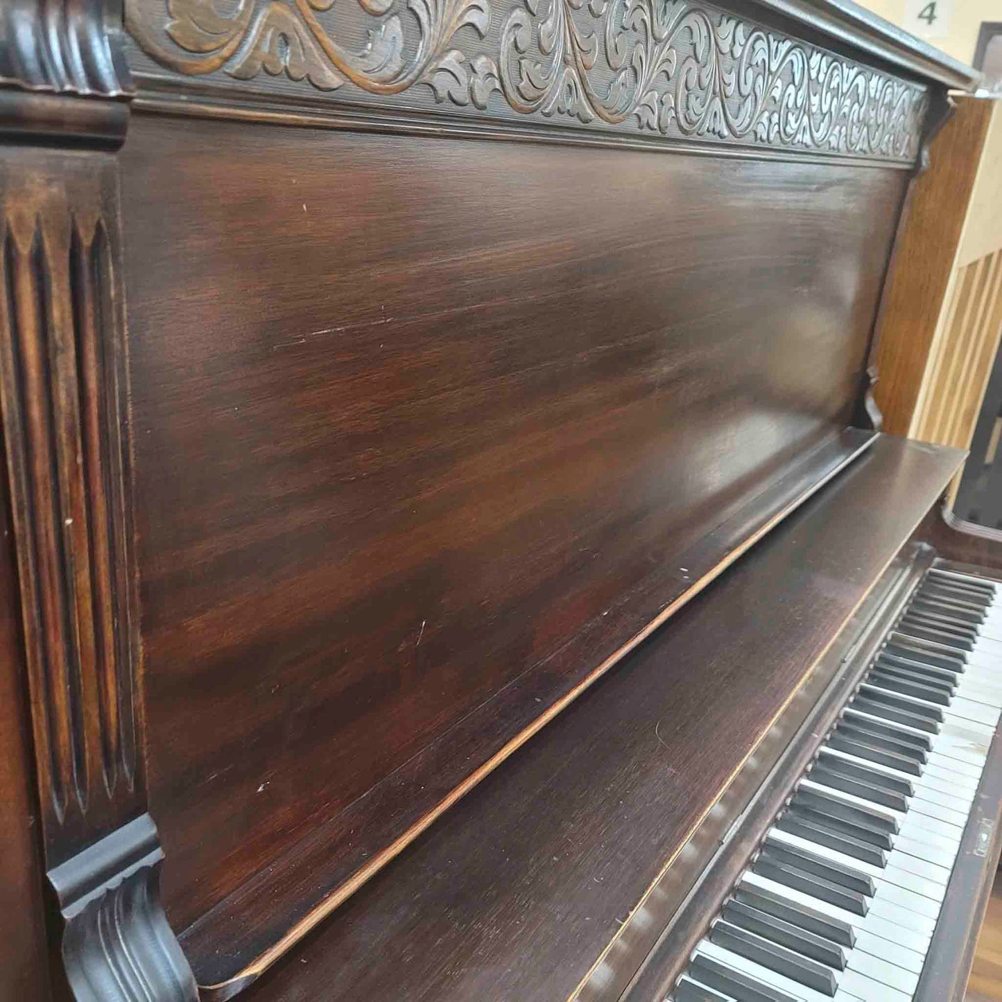 CURRENT SHOP WORK 1908 Werner 57" Wood Finish Upright Piano