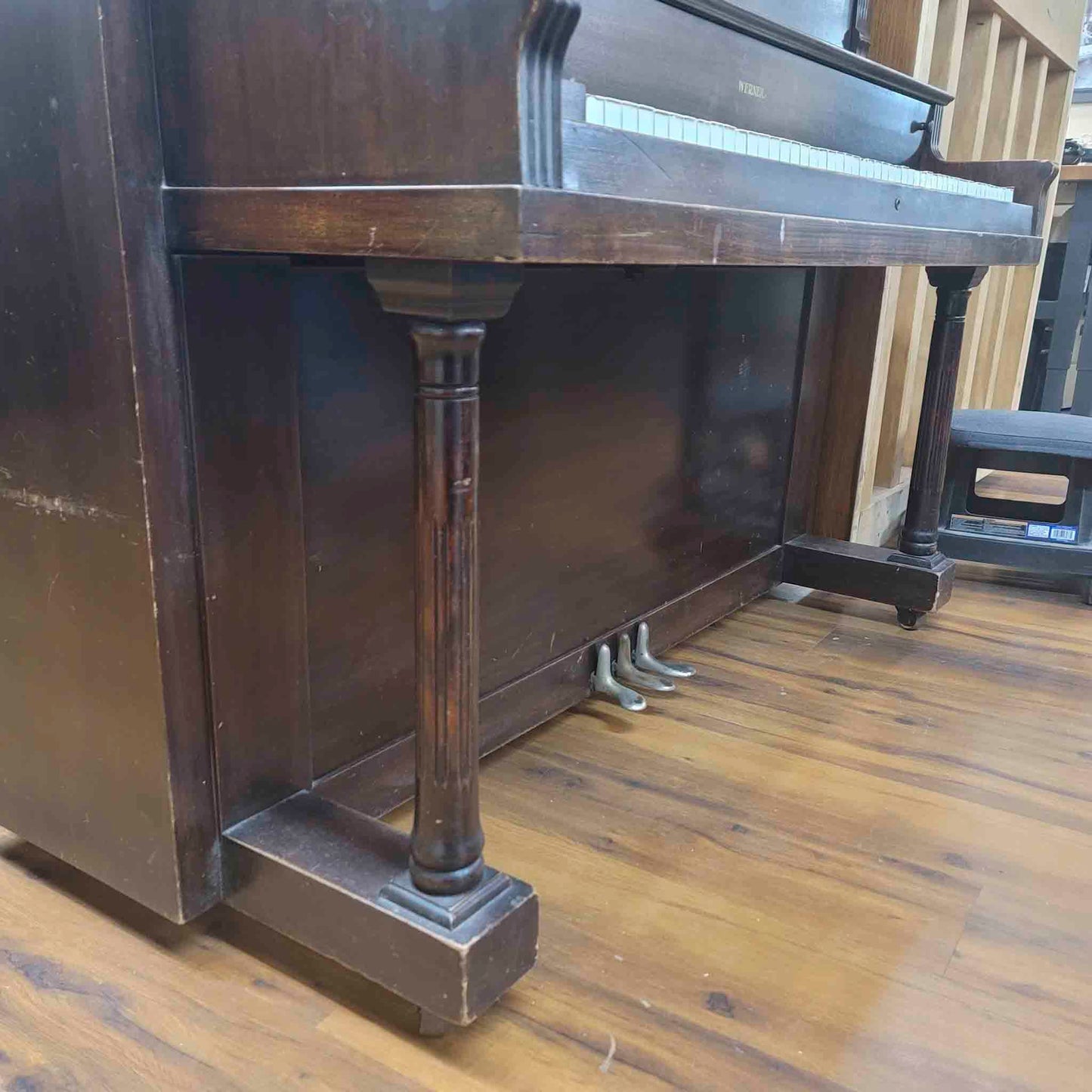 CURRENT SHOP WORK 1908 Werner 57" Wood Finish Upright Piano