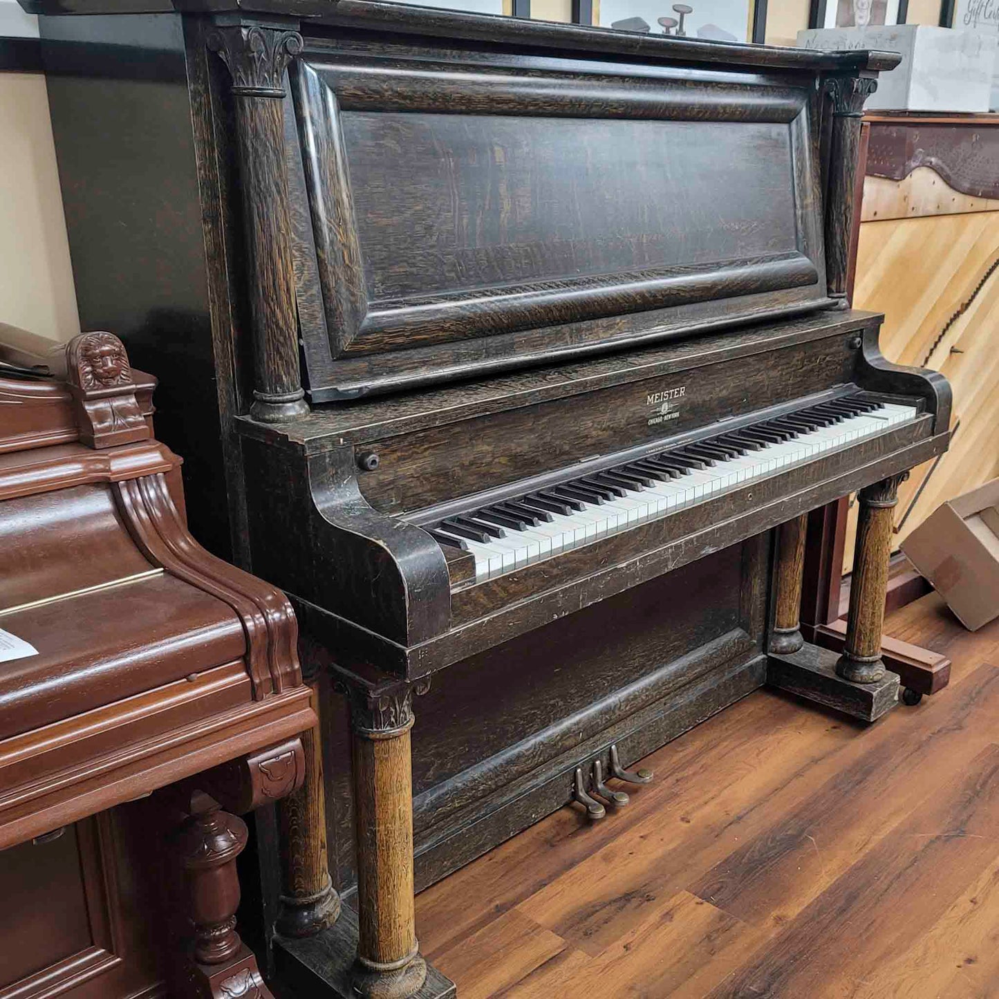 CURRENT SHOP WORK 1913 Meister 57" Wood Finish Commissioned Upright Piano