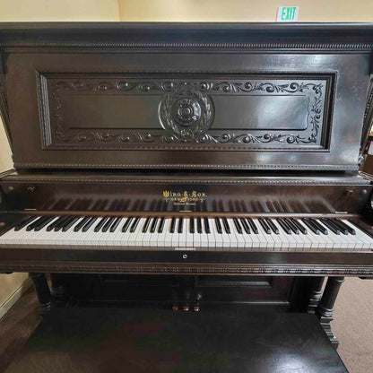 SOLD 1908 Wing & Son 57" Wood Finish Upright Piano