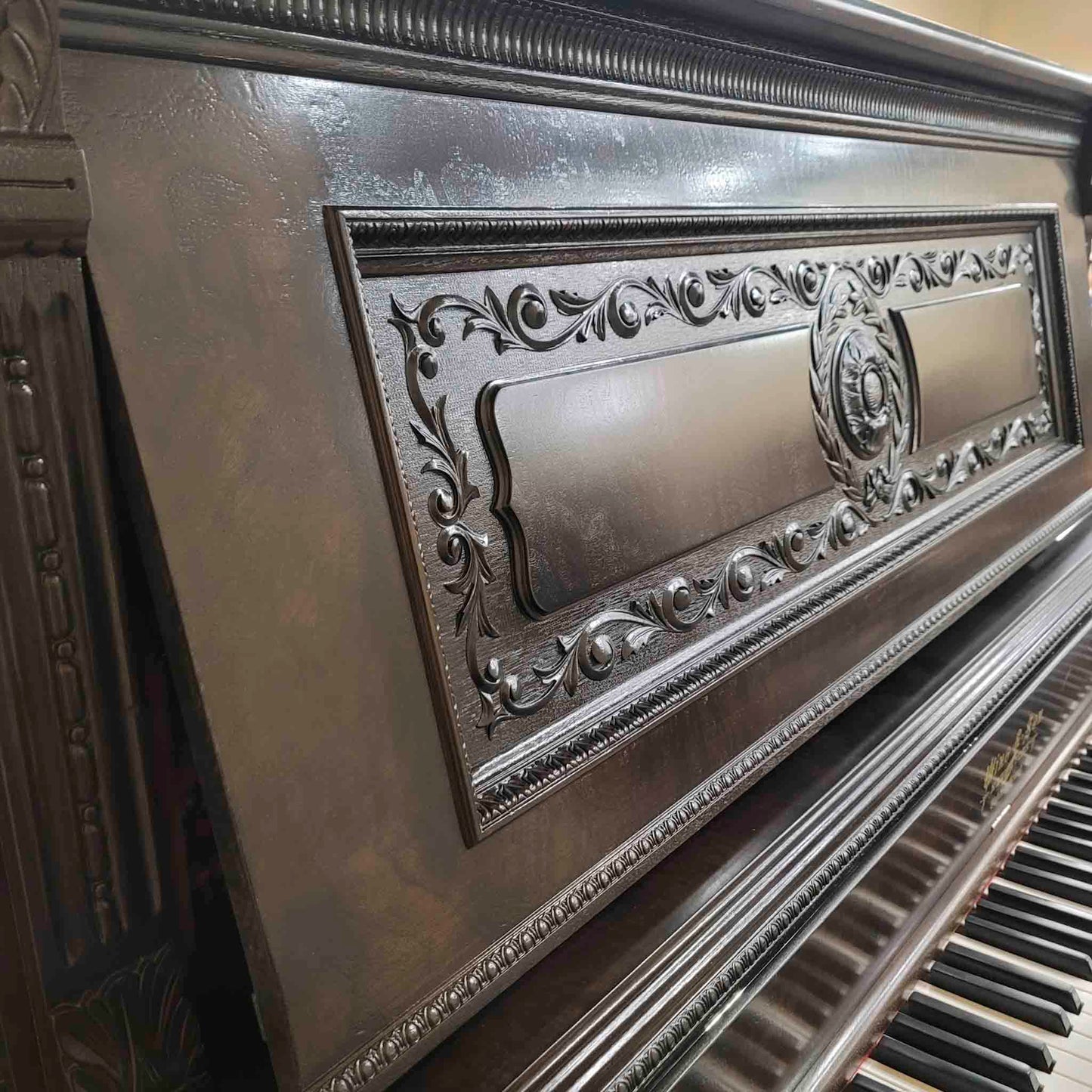 SOLD 1908 Wing & Son 57" Wood Finish Upright Piano