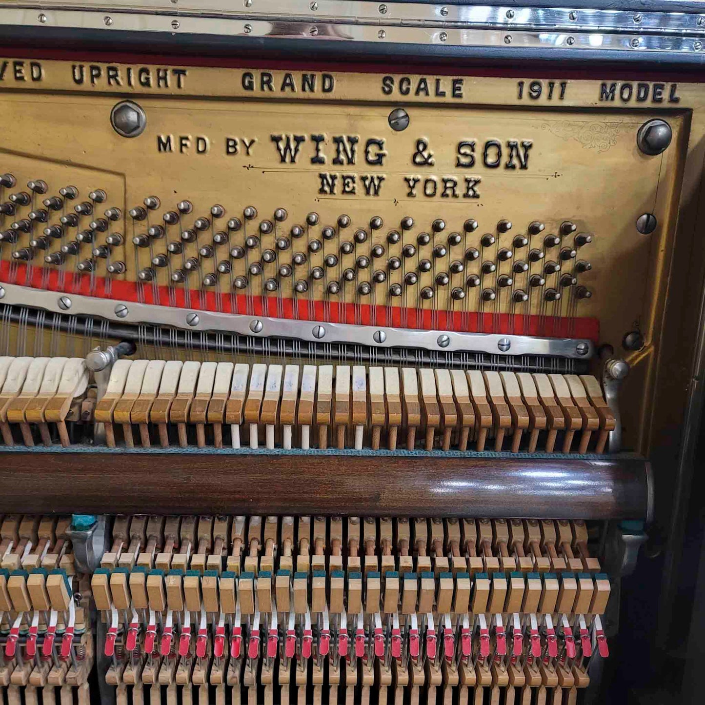 SOLD 1908 Wing & Son 57" Wood Finish Upright Piano