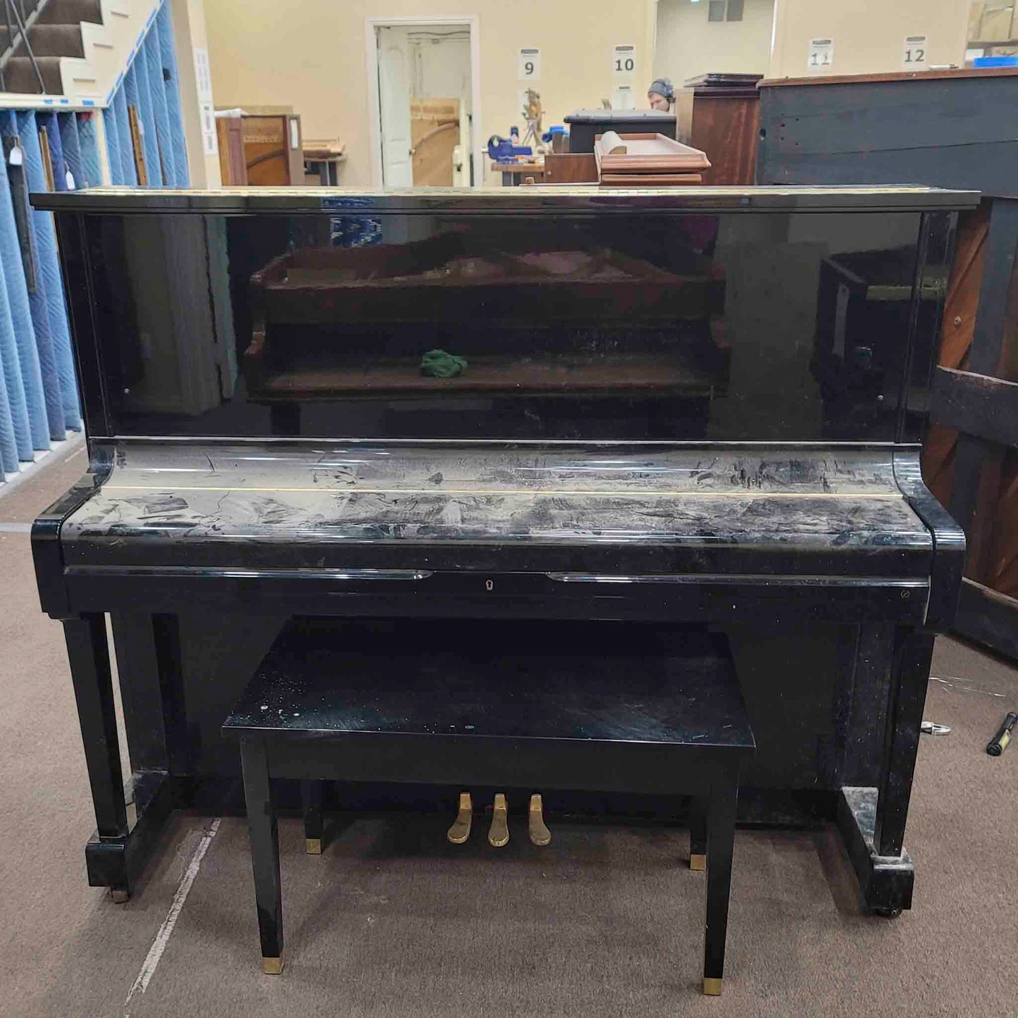 CURRENT SHOP WORK 1991 Kawai NS-20A 48" Polished Black Commissioned Upright Piano