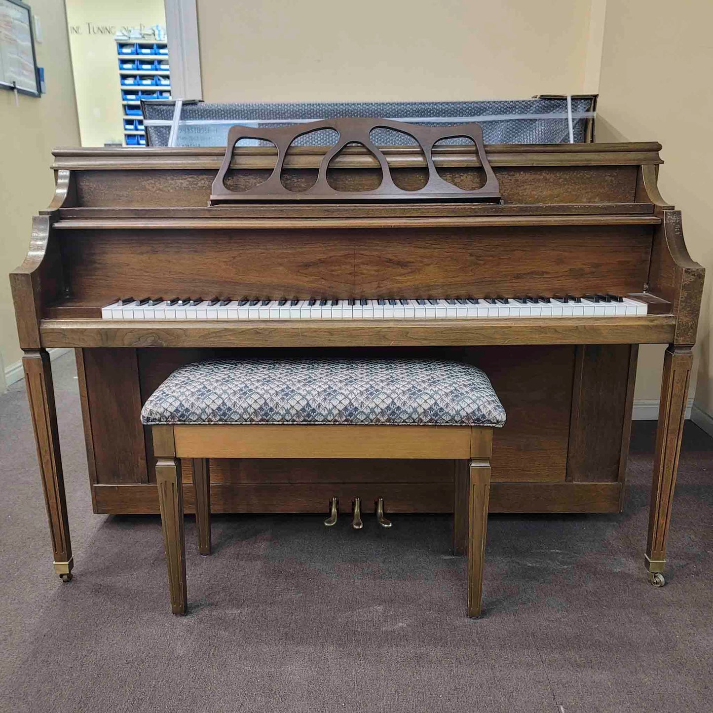 HEIRLOOM REFINISHING 1972 Astin Weight 42" Walnut Wood Finish Commissioned Console Piano