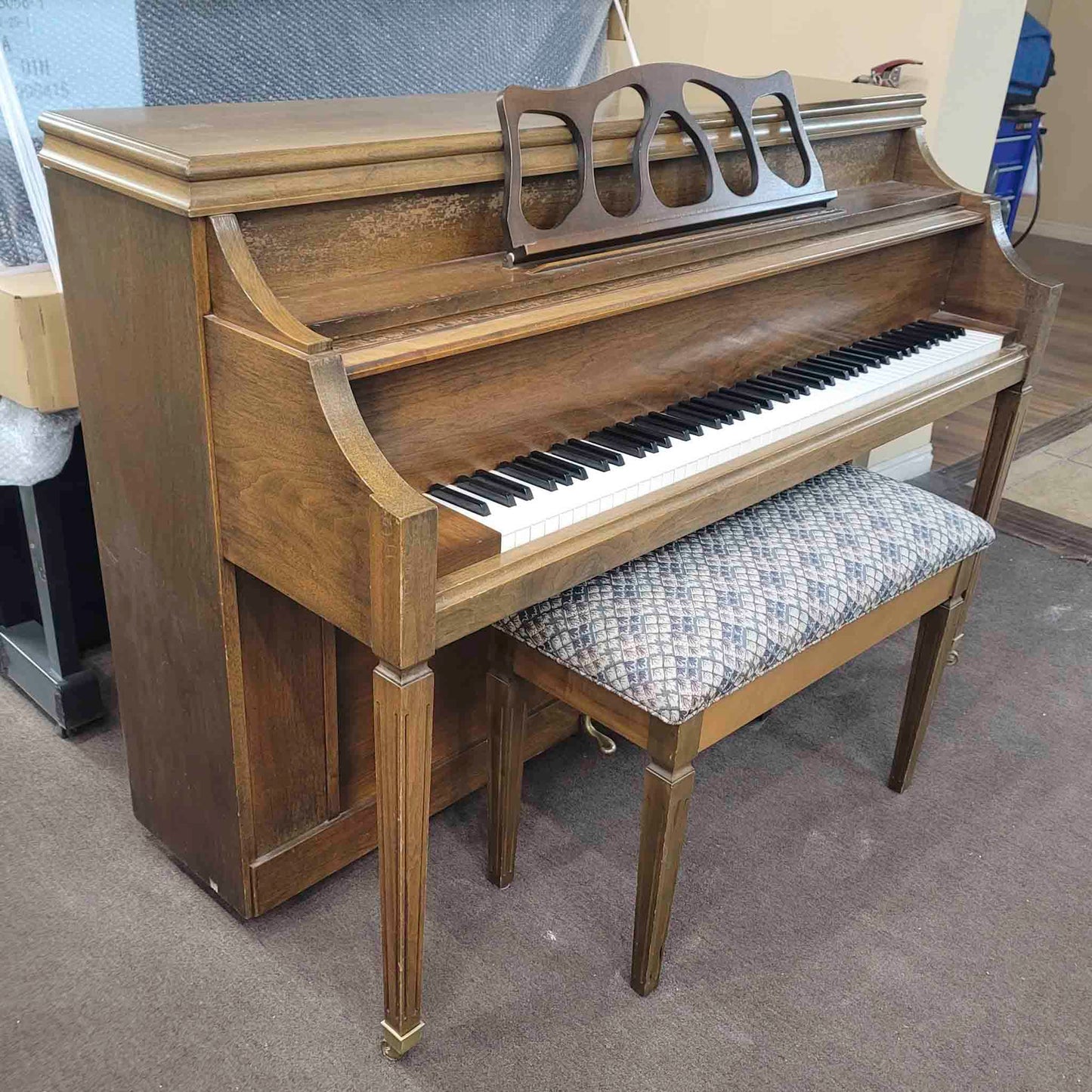 HEIRLOOM REFINISHING 1972 Astin Weight 42" Walnut Wood Finish Commissioned Console Piano