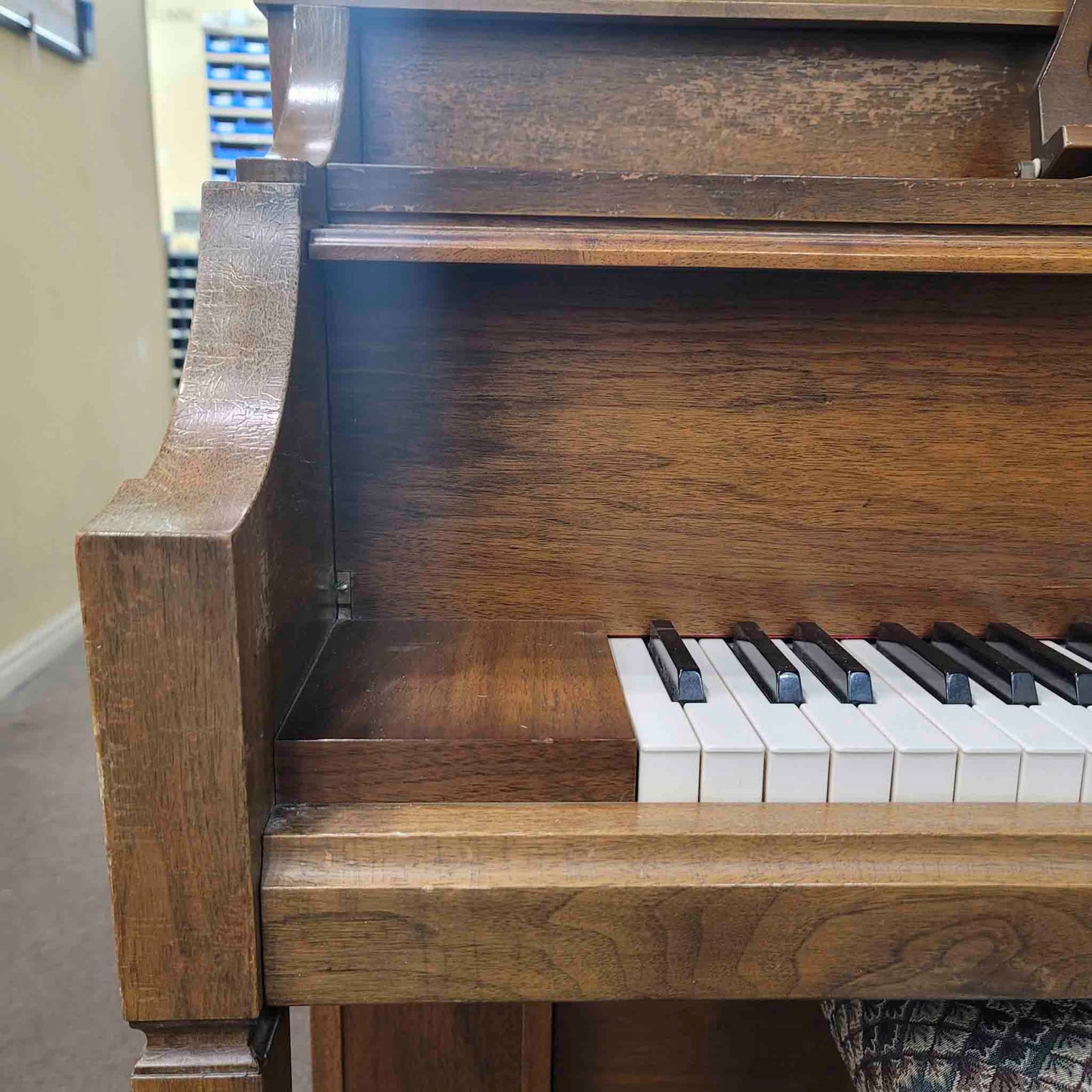 HEIRLOOM REFINISHING 1972 Astin Weight 42" Walnut Wood Finish Commissioned Console Piano