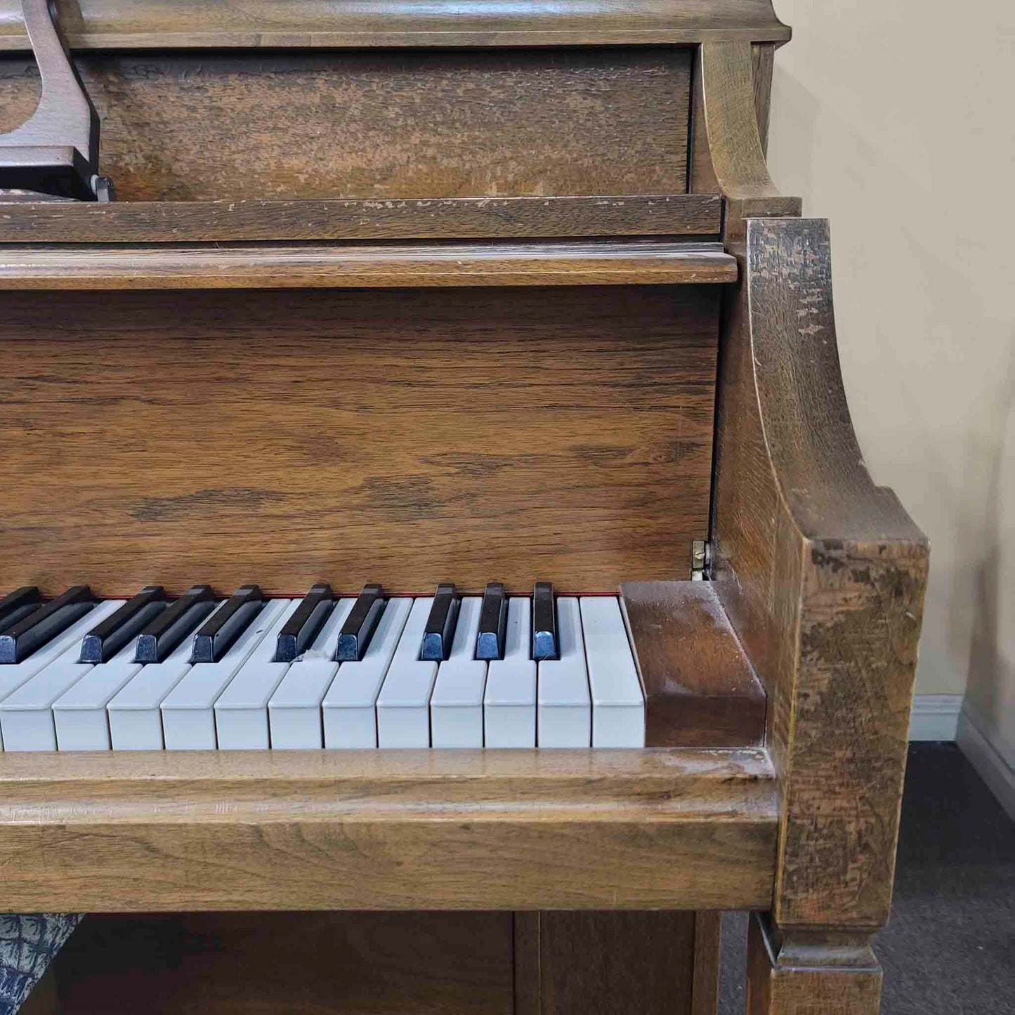HEIRLOOM REFINISHING 1972 Astin Weight 42" Walnut Wood Finish Commissioned Console Piano