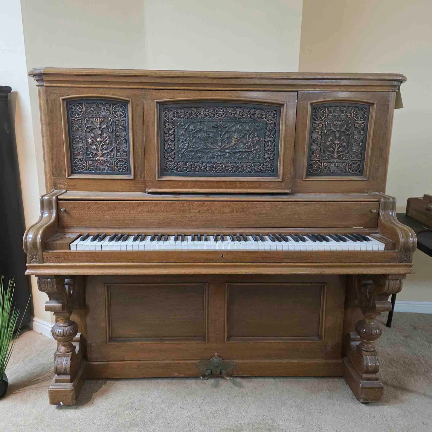 AVAILABLE TO RESTORE: CALL FOR CUSTOM PRICING - 1893 Emerson 57.5" Walnut Wood Finish Upright Piano