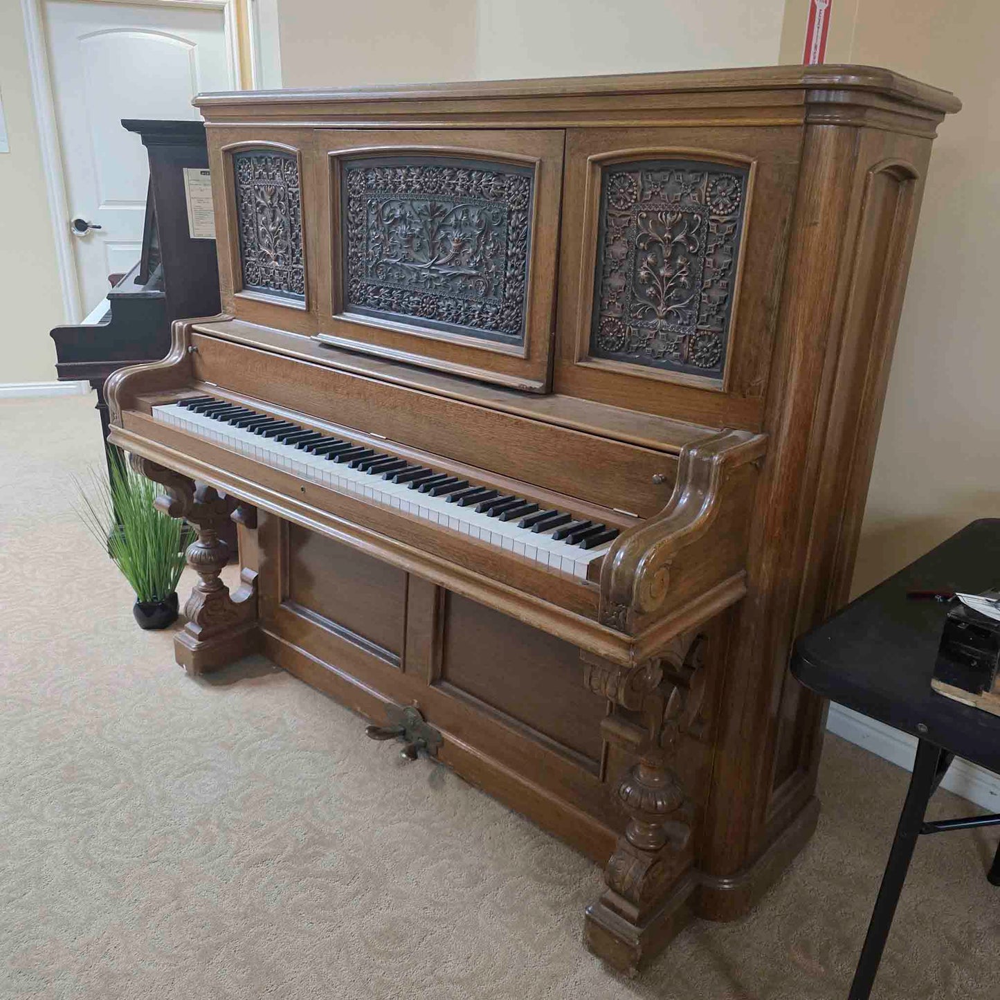 AVAILABLE TO RESTORE: CALL FOR CUSTOM PRICING - 1893 Emerson 57.5" Walnut Wood Finish Upright Piano