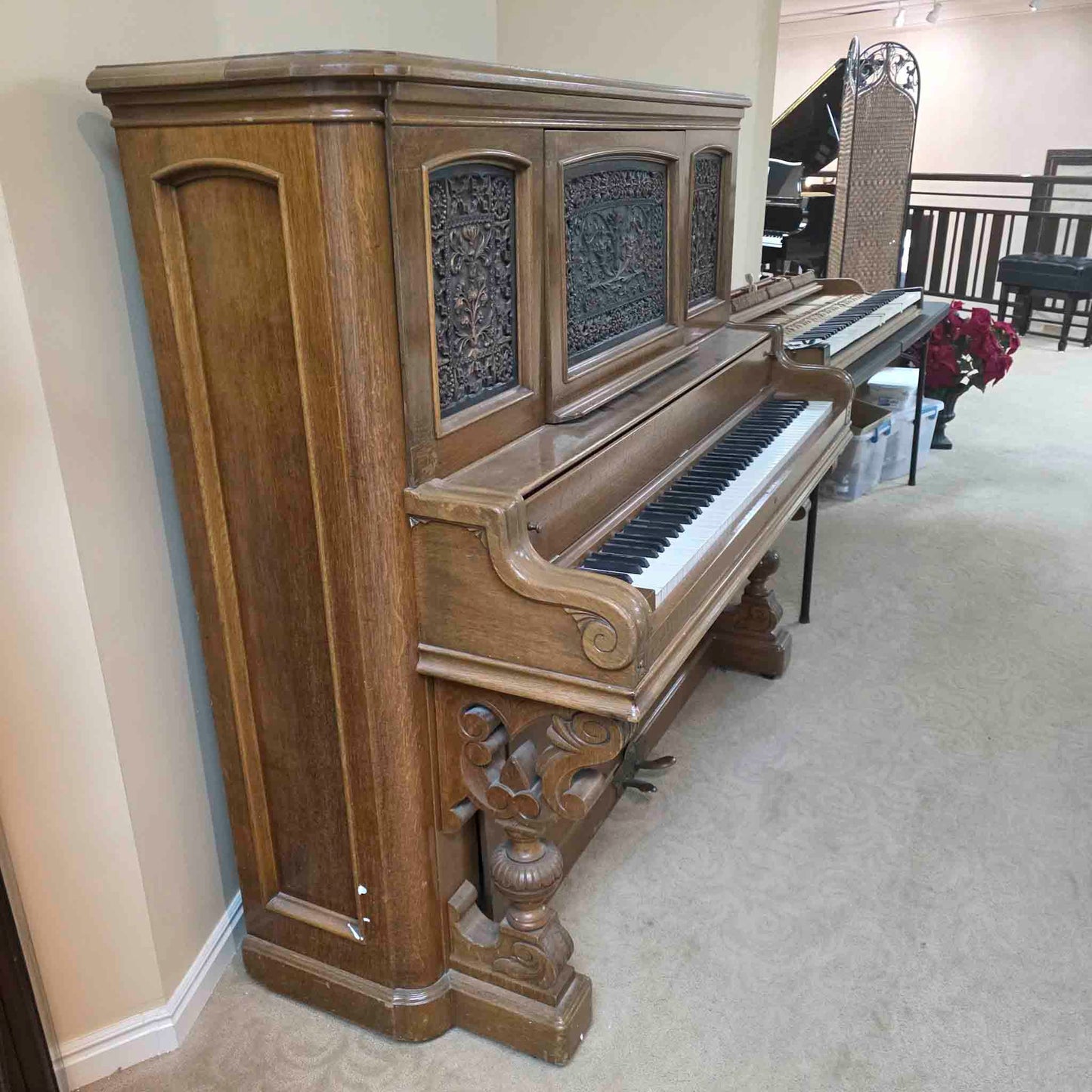 AVAILABLE TO RESTORE: CALL FOR CUSTOM PRICING - 1893 Emerson 57.5" Walnut Wood Finish Upright Piano