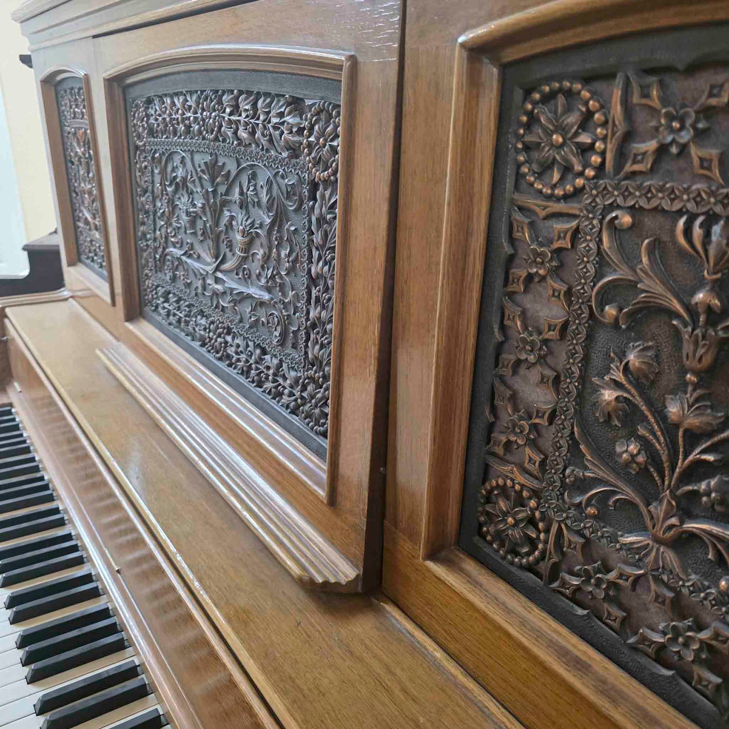 AVAILABLE TO RESTORE: CALL FOR CUSTOM PRICING - 1893 Emerson 57.5" Walnut Wood Finish Upright Piano