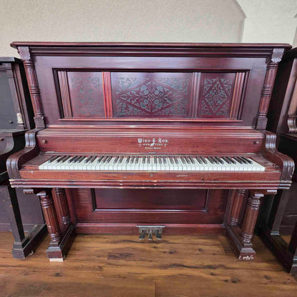 AVAILABLE TO RESTORE: CALL FOR CUSTOM PRICING - 1912 Wing & Son 57" Wood Finish Upright Piano