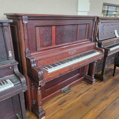 AVAILABLE TO RESTORE: CALL FOR CUSTOM PRICING - 1912 Wing & Son 57" Wood Finish Upright Piano