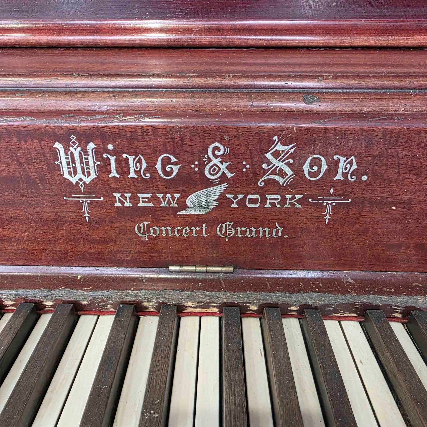 AVAILABLE TO RESTORE: CALL FOR CUSTOM PRICING - 1912 Wing & Son 57" Wood Finish Upright Piano