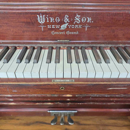 AVAILABLE TO RESTORE: CALL FOR CUSTOM PRICING - 1912 Wing & Son 57" Wood Finish Upright Piano