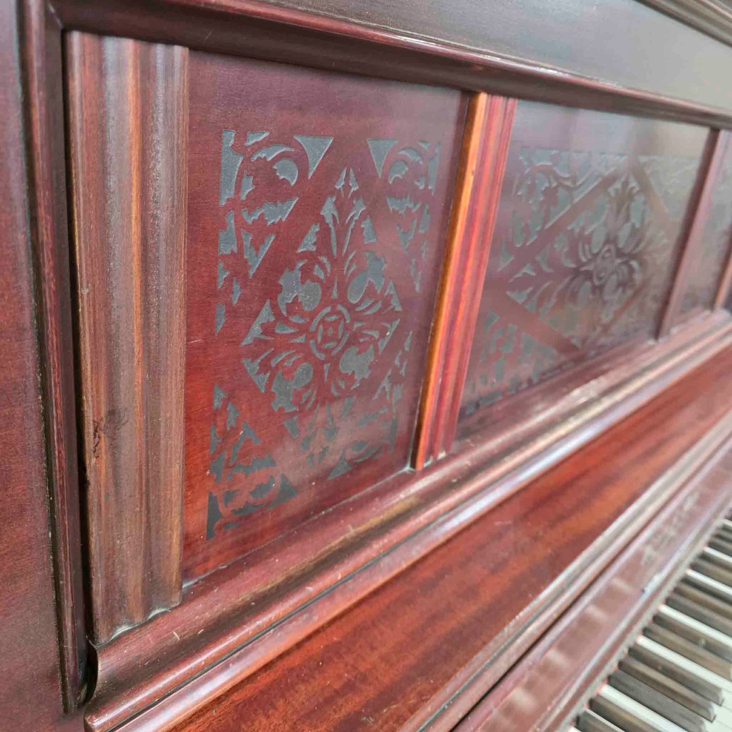 AVAILABLE TO RESTORE: CALL FOR CUSTOM PRICING - 1912 Wing & Son 57" Wood Finish Upright Piano
