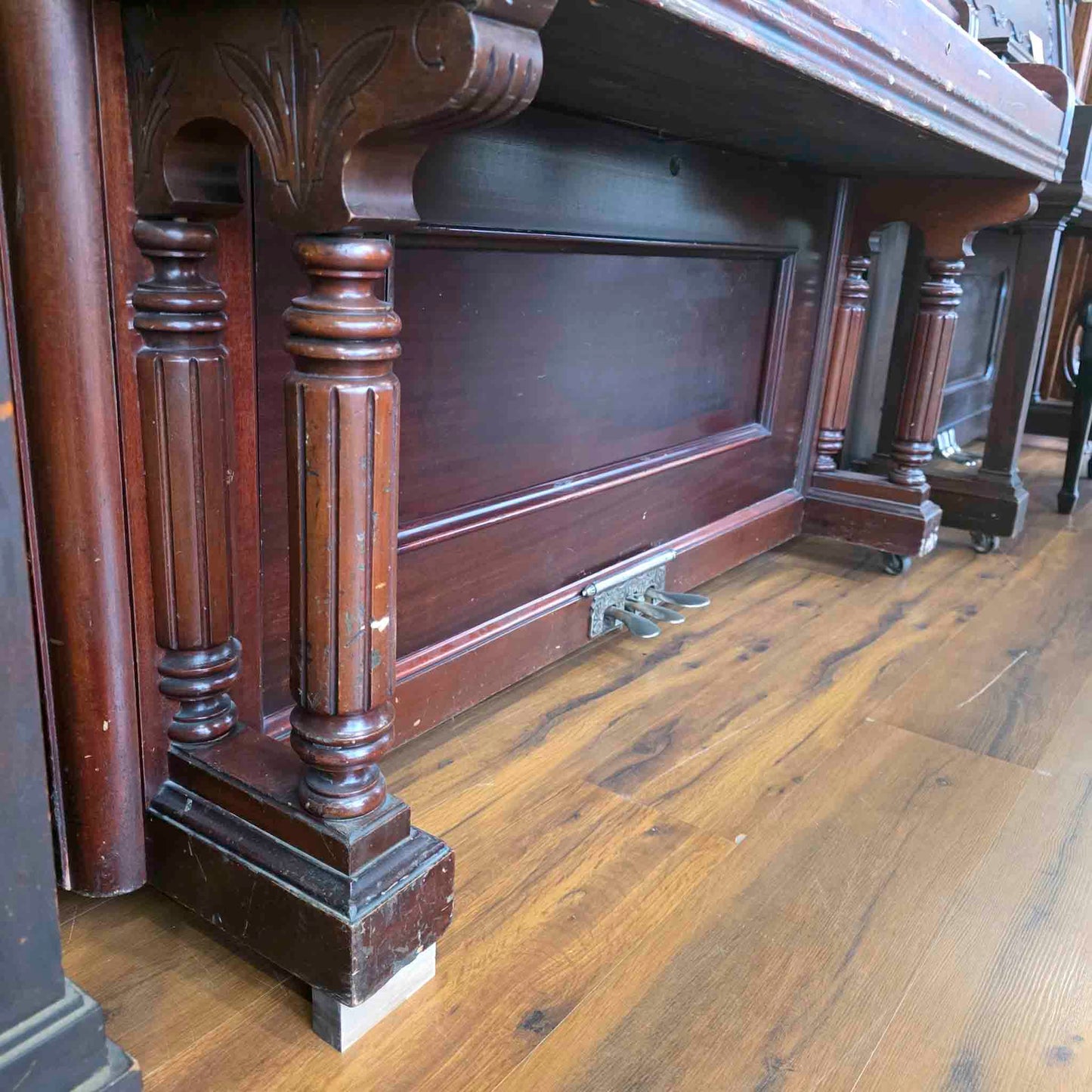 AVAILABLE TO RESTORE: CALL FOR CUSTOM PRICING - 1912 Wing & Son 57" Wood Finish Upright Piano