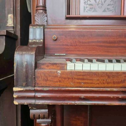 AVAILABLE TO RESTORE: CALL FOR CUSTOM PRICING - 1912 Wing & Son 57" Wood Finish Upright Piano