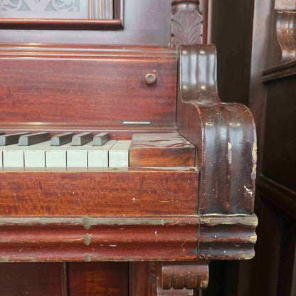 AVAILABLE TO RESTORE: CALL FOR CUSTOM PRICING - 1912 Wing & Son 57" Wood Finish Upright Piano