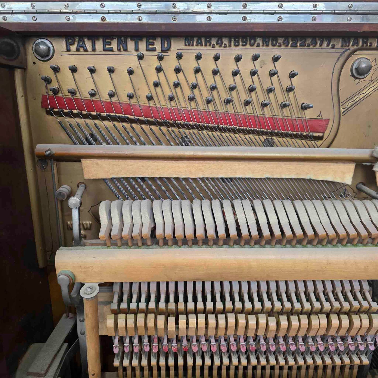 AVAILABLE TO RESTORE: CALL FOR CUSTOM PRICING - 1912 Wing & Son 57" Wood Finish Upright Piano