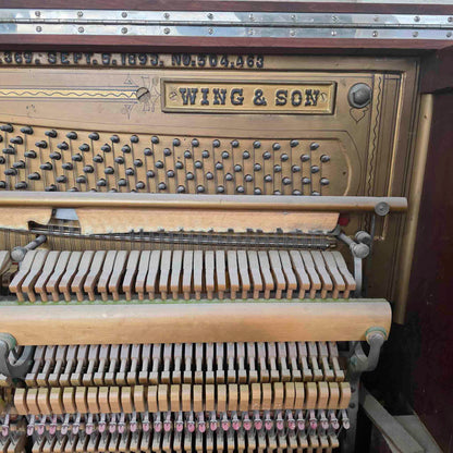 AVAILABLE TO RESTORE: CALL FOR CUSTOM PRICING - 1912 Wing & Son 57" Wood Finish Upright Piano