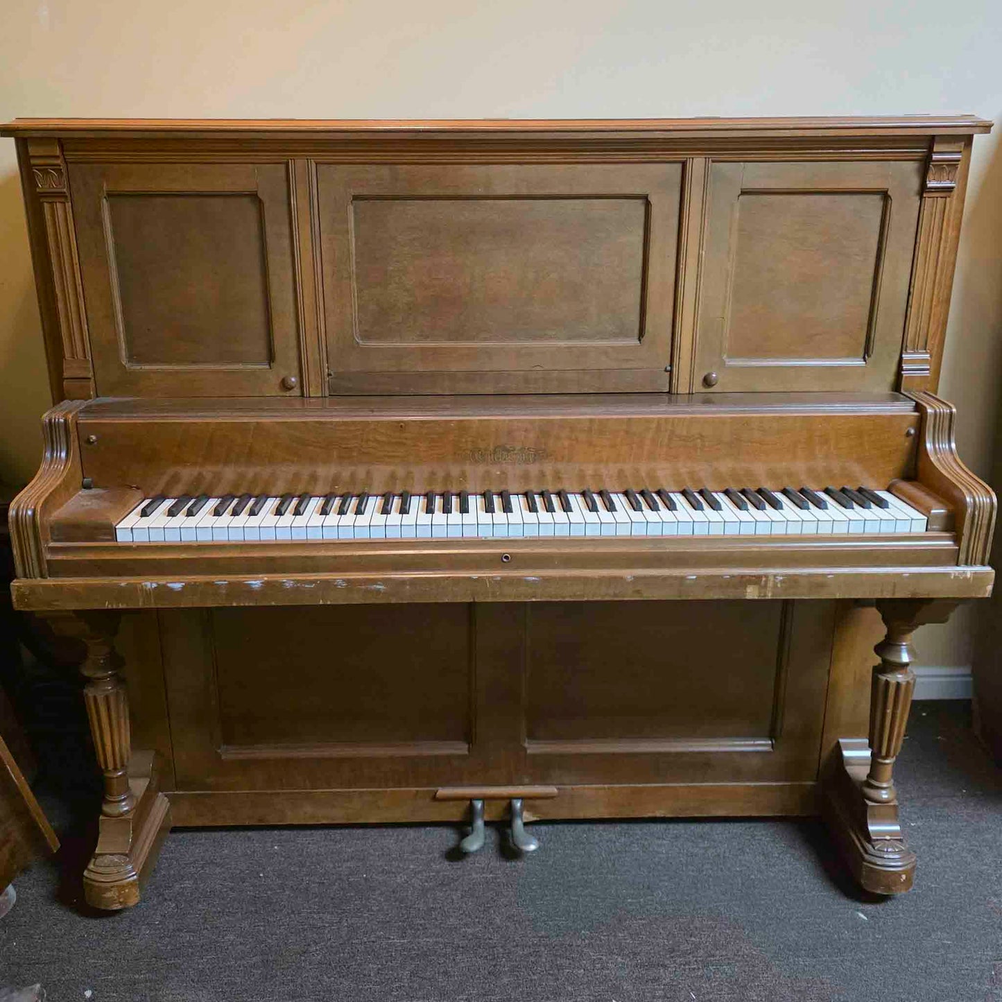 AVAILABLE TO RESTORE: CALL FOR CUSTOM PRICING - 1892 Chickering Walnut Finish Upright Piano