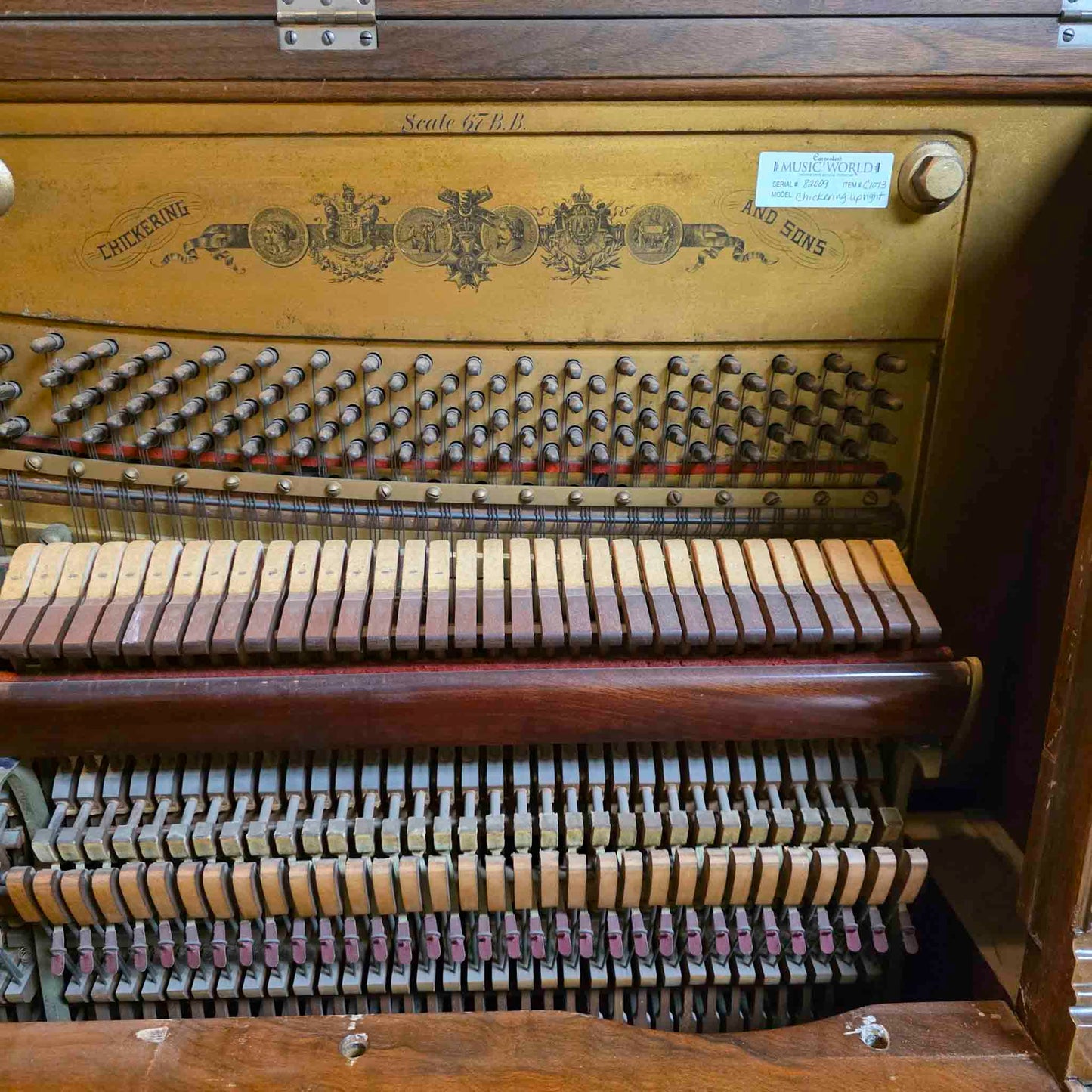 AVAILABLE TO RESTORE: CALL FOR CUSTOM PRICING - 1892 Chickering Walnut Finish Upright Piano