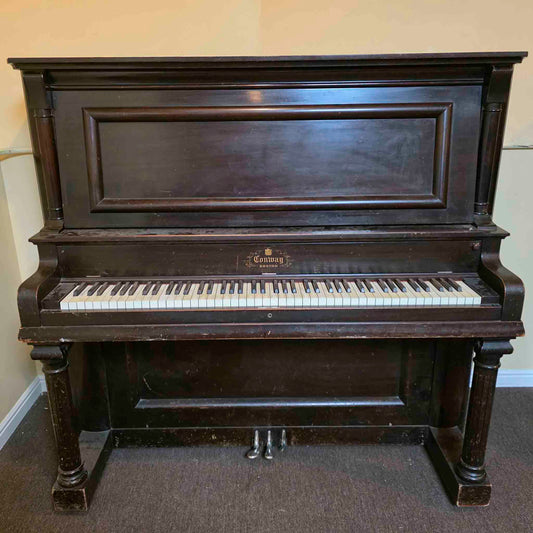 CURRENT SHOP WORK 1909 Conway 57" Wood Finish Commissioned Upright Piano