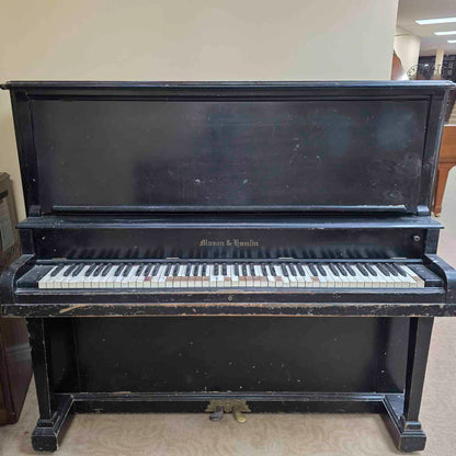AVAILABLE TO RESTORE: CALL FOR CUSTOM PRICING - 1892 Mason & Hamlin Black 53" Upright Piano
