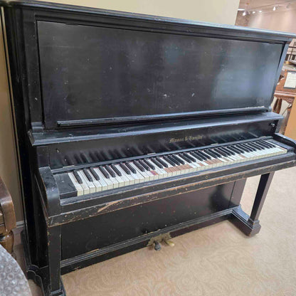 AVAILABLE TO RESTORE: CALL FOR CUSTOM PRICING - 1892 Mason & Hamlin Black 53" Upright Piano