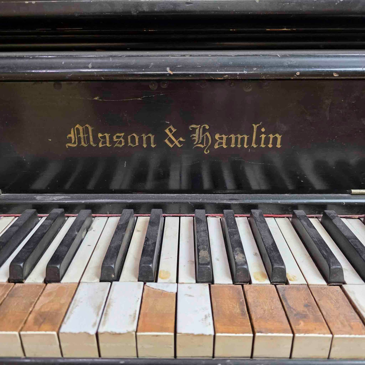 AVAILABLE TO RESTORE: CALL FOR CUSTOM PRICING - 1892 Mason & Hamlin Black 53" Upright Piano