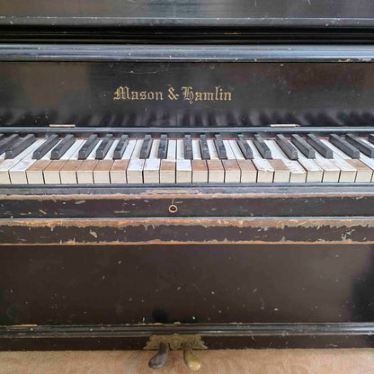 AVAILABLE TO RESTORE: CALL FOR CUSTOM PRICING - 1892 Mason & Hamlin Black 53" Upright Piano