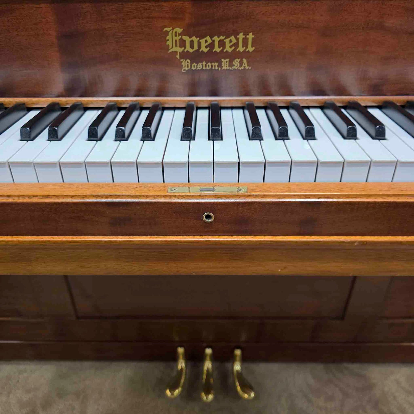 1906 Everett 53" Wood Finish Upright Piano with Self-Playing QRS System