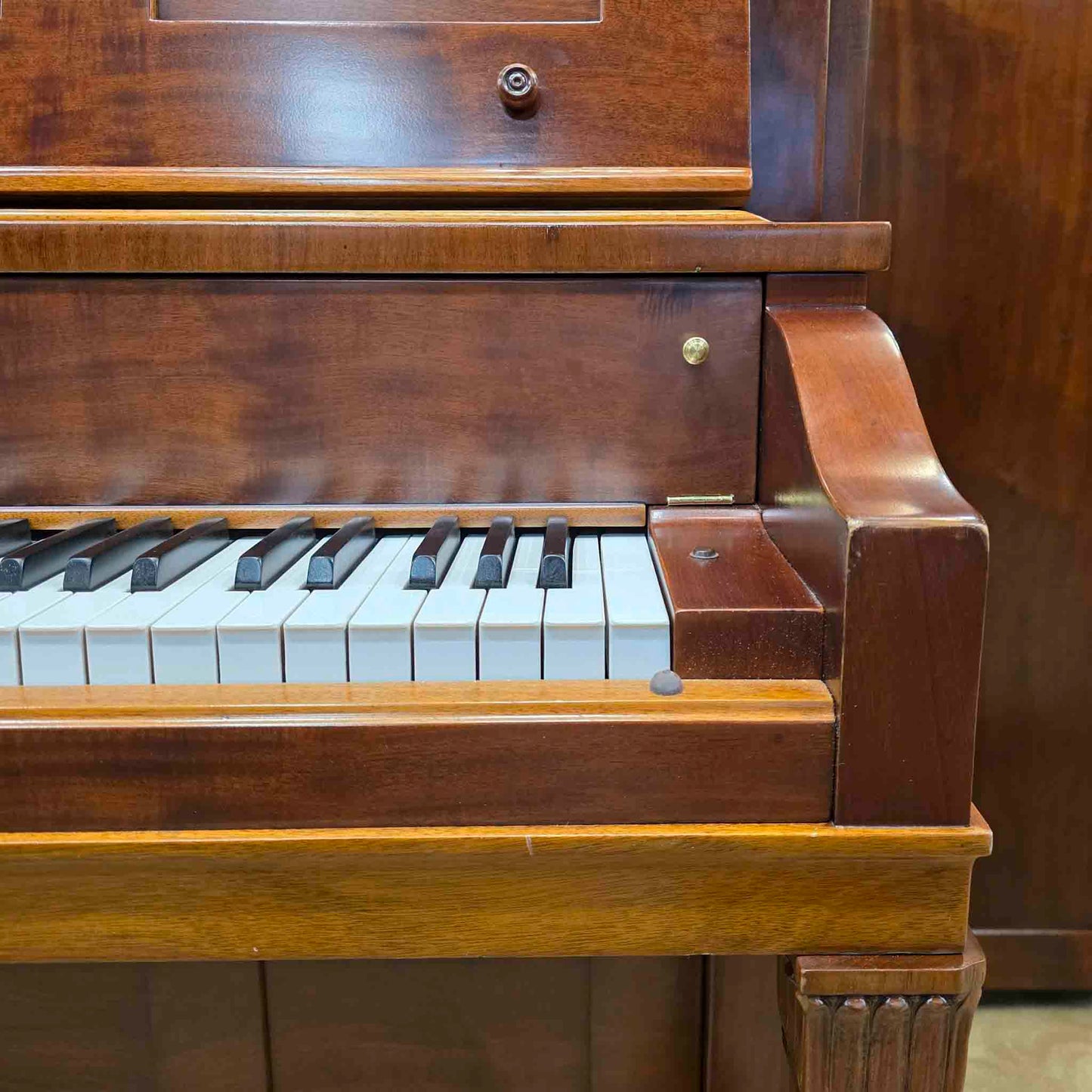 1906 Everett 53" Wood Finish Upright Piano with Self-Playing QRS System