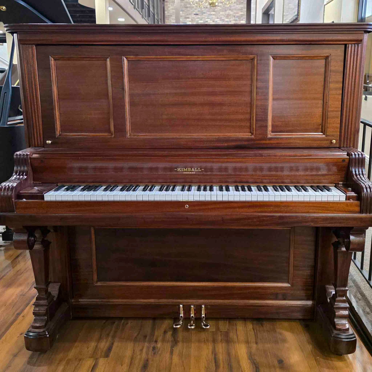 1905 Kimball 57" Wood Finish Upright Piano with Self-Playing QRS System