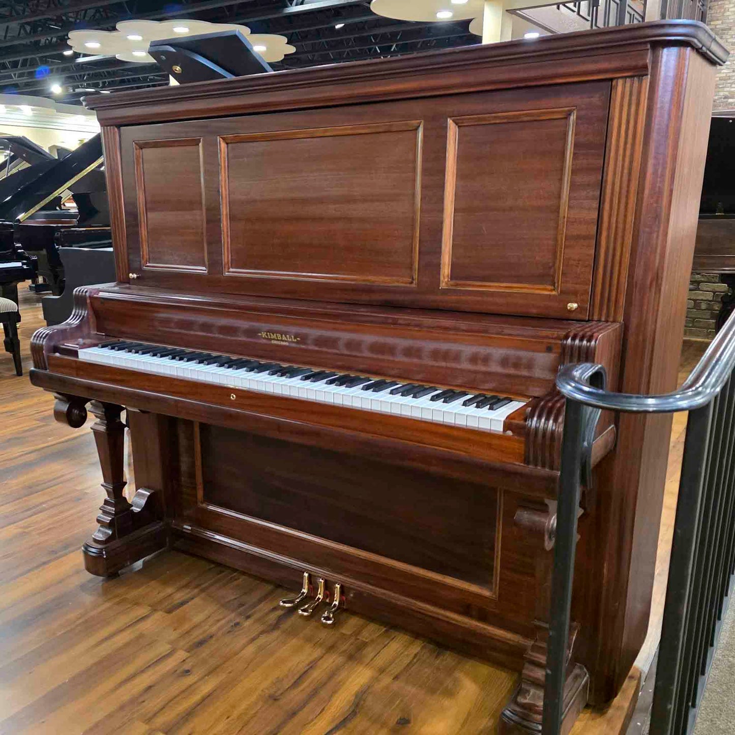 1905 Kimball 57" Wood Finish Upright Piano with Self-Playing QRS System