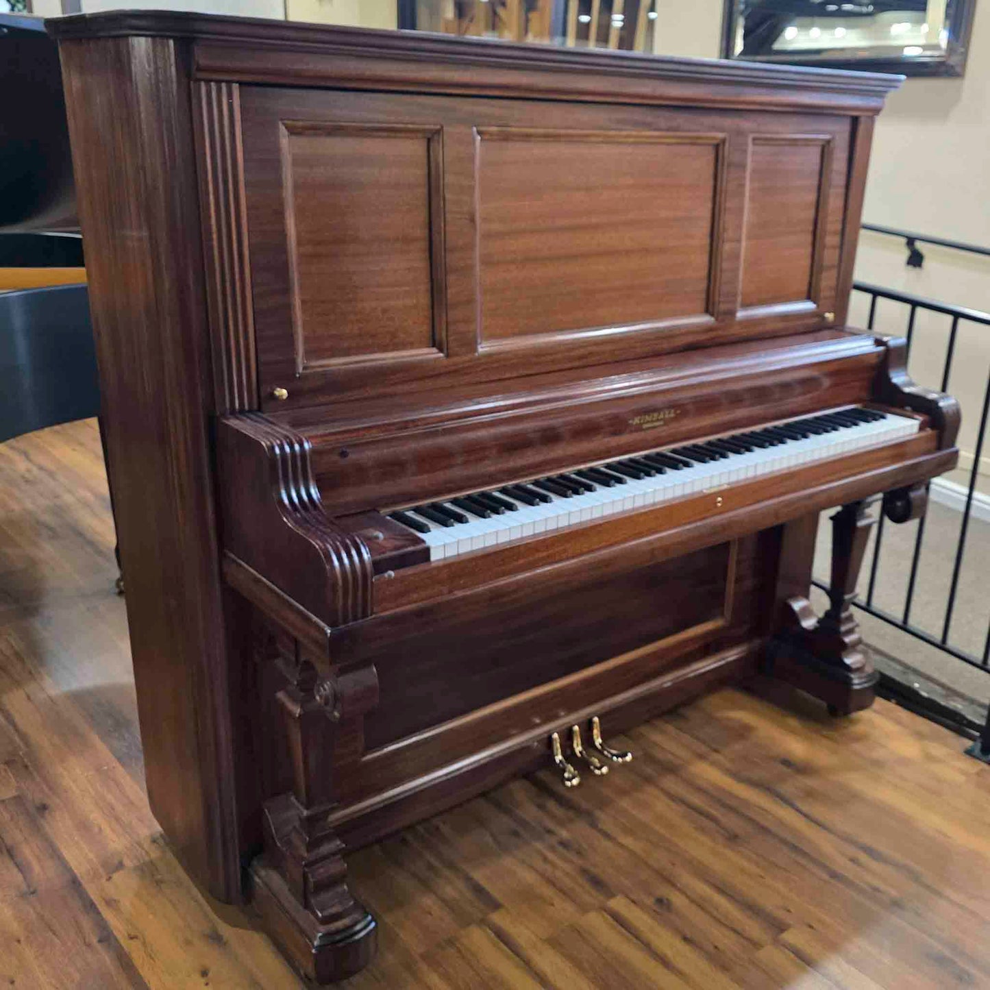1905 Kimball 57" Wood Finish Upright Piano with Self-Playing QRS System
