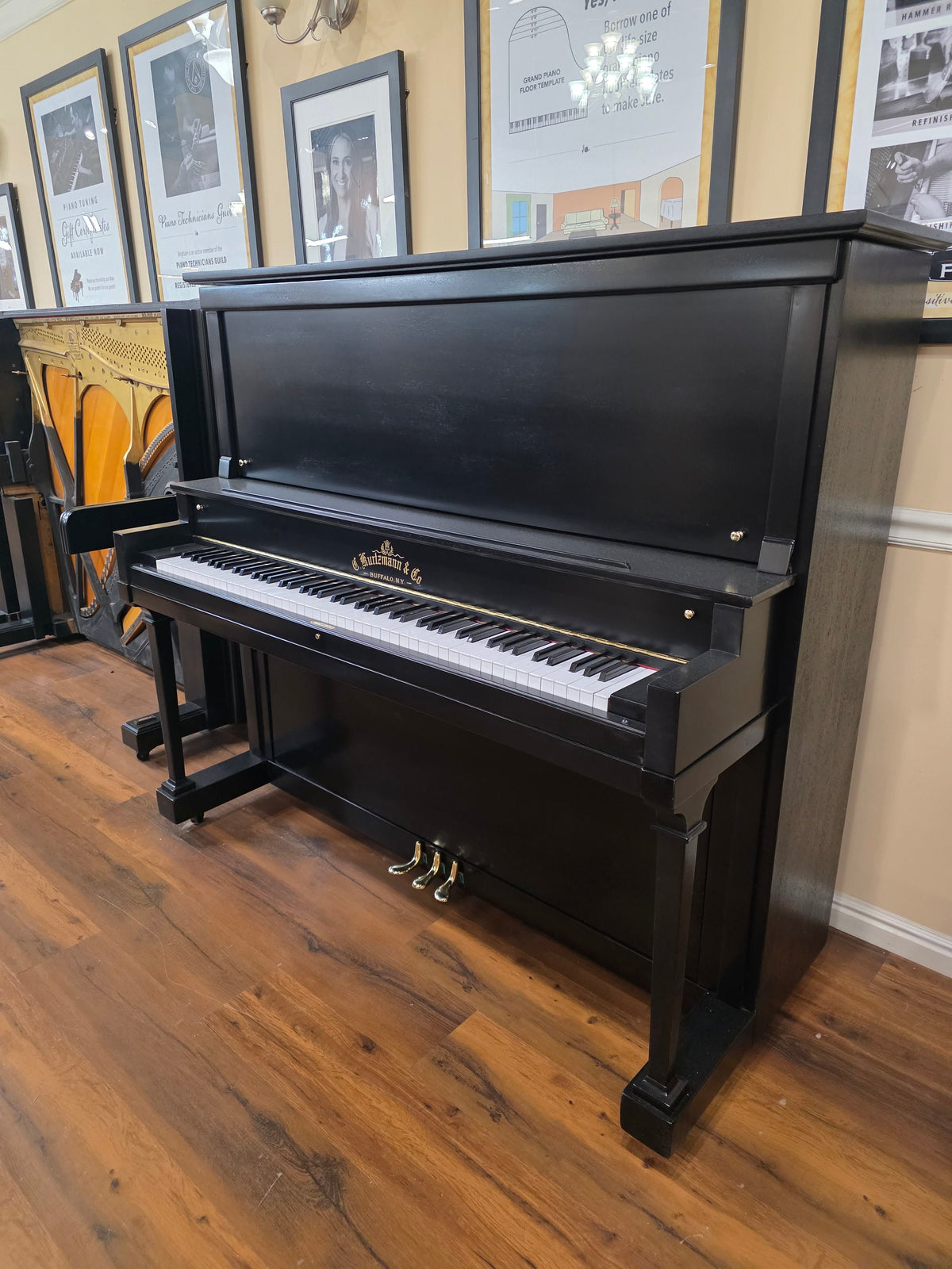 CURRENT SHOP WORK 1927 Kurtzmann 55" Black Finish Commissioned Upright Piano