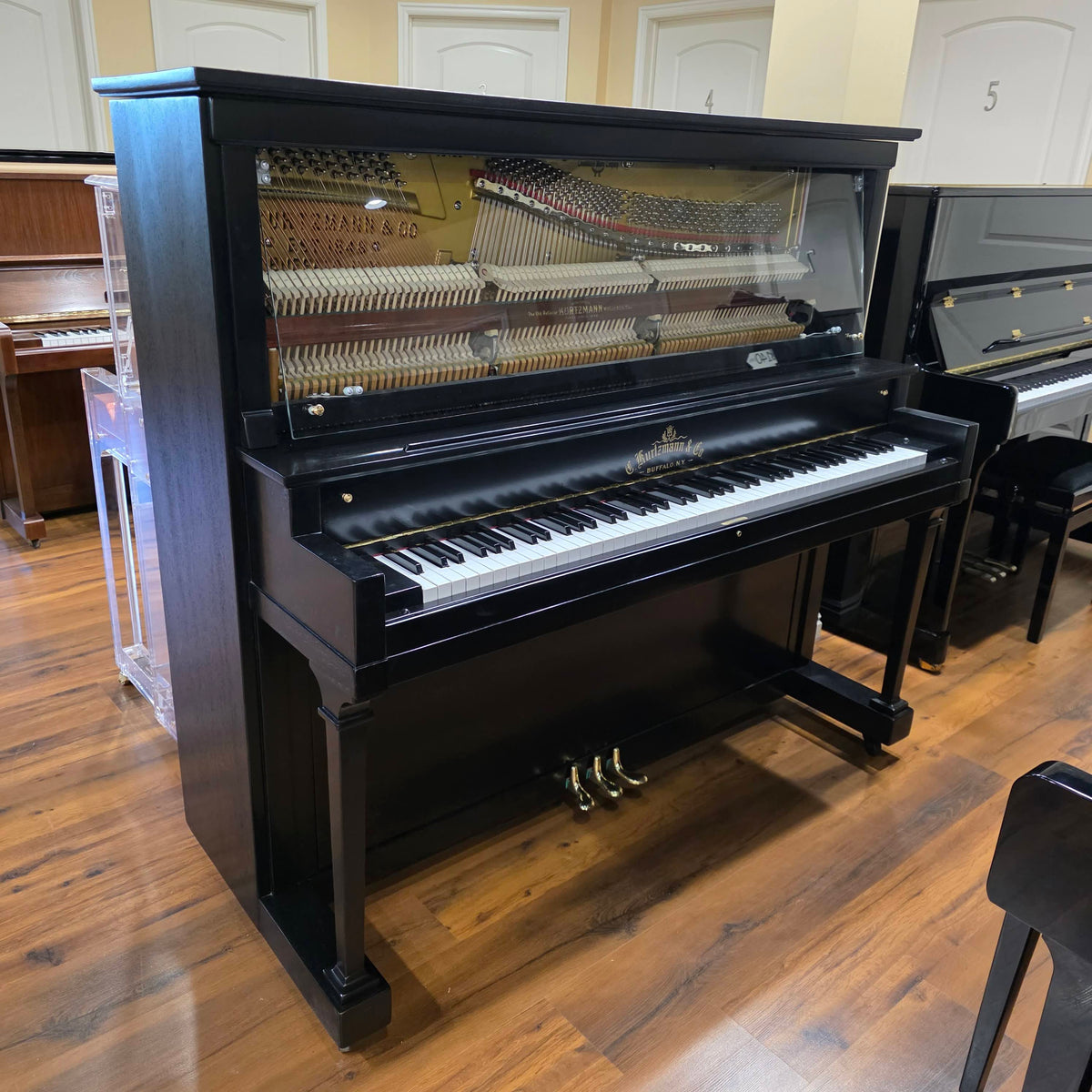 CURRENT SHOP WORK 1927 Kurtzmann 55" Black Finish Commissioned Upright Piano