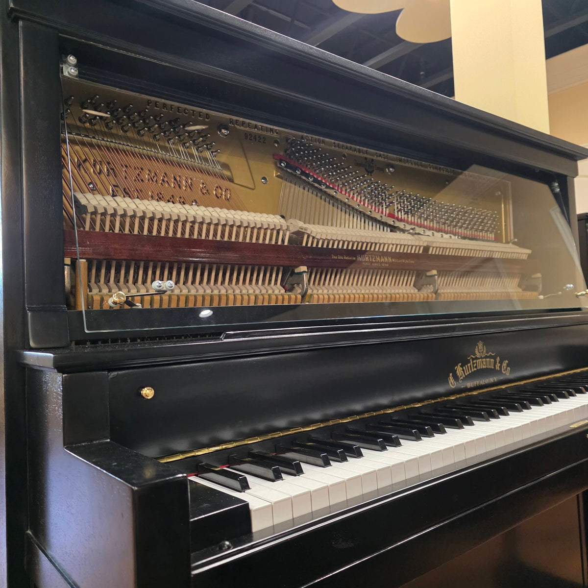 CURRENT SHOP WORK 1927 Kurtzmann 55" Black Finish Commissioned Upright Piano