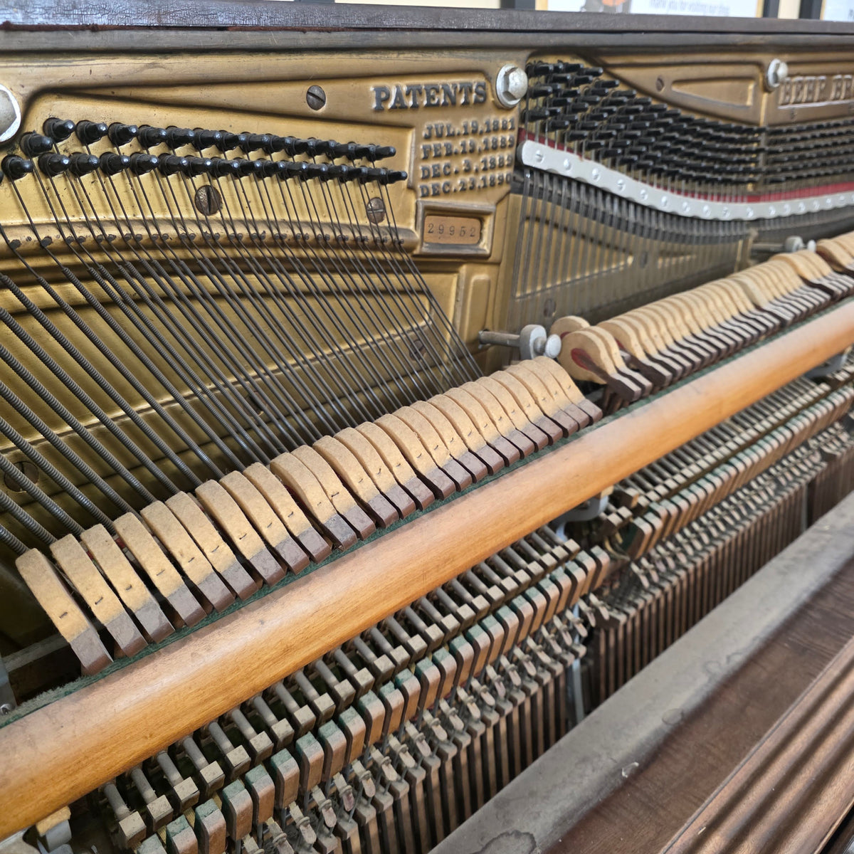 CURRENT SHOP WORK 1909 Behr Bros 56" Wood Finish Commissioned Upright Piano